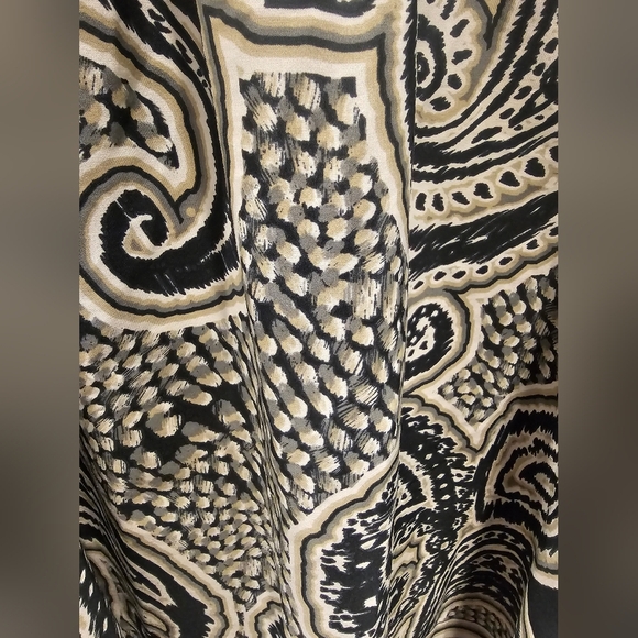 GLAM Tunic Dress M Black Beige Paisley Print Boho Blouse Mini Dress 3/4 Sleeve - Picture 3 of 10